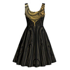 Gold Black New Zealand Manta Ray Midi Dress Aotearoa Maori Haehae - Aussie Hoodie