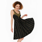 Gold Black New Zealand Manta Ray Midi Dress Aotearoa Maori Haehae - Aussie Hoodie