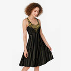 Gold Black New Zealand Manta Ray Midi Dress Aotearoa Maori Haehae - Aussie Hoodie