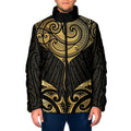 Gold Black New Zealand Manta Ray Padded Jacket Aotearoa Maori Haehae - Aussie Hoodie