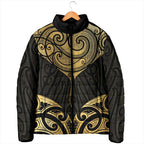 Gold Black New Zealand Manta Ray Padded Jacket Aotearoa Maori Haehae - Aussie Hoodie