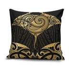 Gold Black New Zealand Manta Ray Pillow Cover Aotearoa Maori Haehae - Aussie Hoodie
