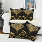 Gold Black New Zealand Manta Ray Pillow Cover Aotearoa Maori Haehae - Aussie Hoodie