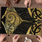 Gold Black New Zealand Manta Ray Puzzle Aotearoa Maori Haehae - Aussie Hoodie