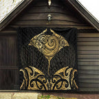 Gold Black New Zealand Manta Ray Quilt Aotearoa Maori Haehae - Aussie Hoodie