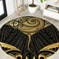Gold Black New Zealand Manta Ray Round Carpet Aotearoa Maori Haehae - Aussie Hoodie