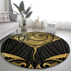 Gold Black New Zealand Manta Ray Round Carpet Aotearoa Maori Haehae - Aussie Hoodie