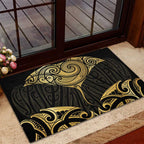 Gold Black New Zealand Manta Ray Rubber Doormat Aotearoa Maori Haehae - Aussie Hoodie
