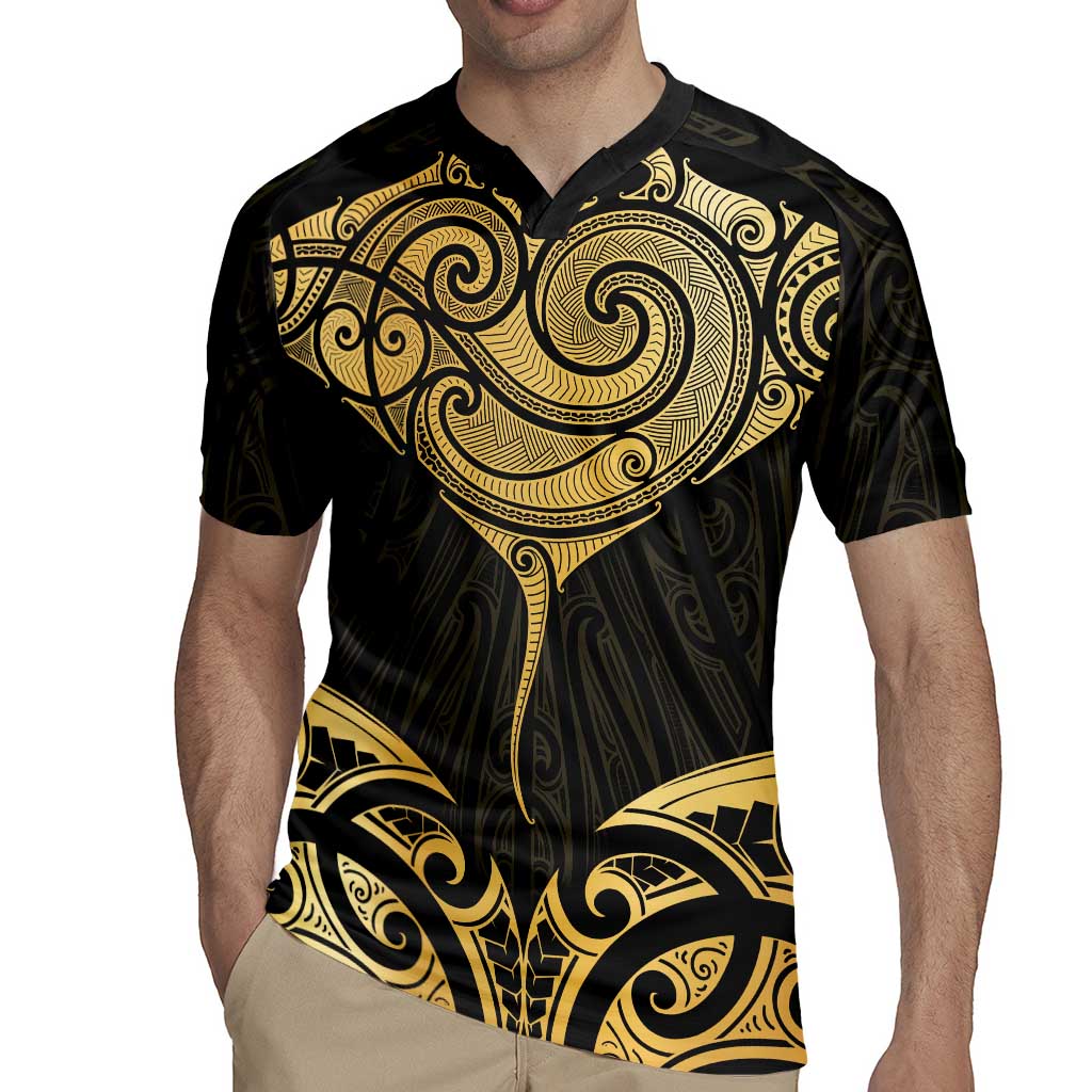 Gold Black New Zealand Manta Ray Rugby Jersey Aotearoa Maori Haehae - Aussie Hoodie
