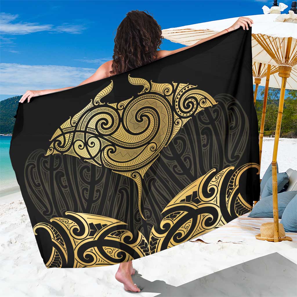 Gold Black New Zealand Manta Ray Sarong Aotearoa Maori Haehae - Aussie Hoodie
