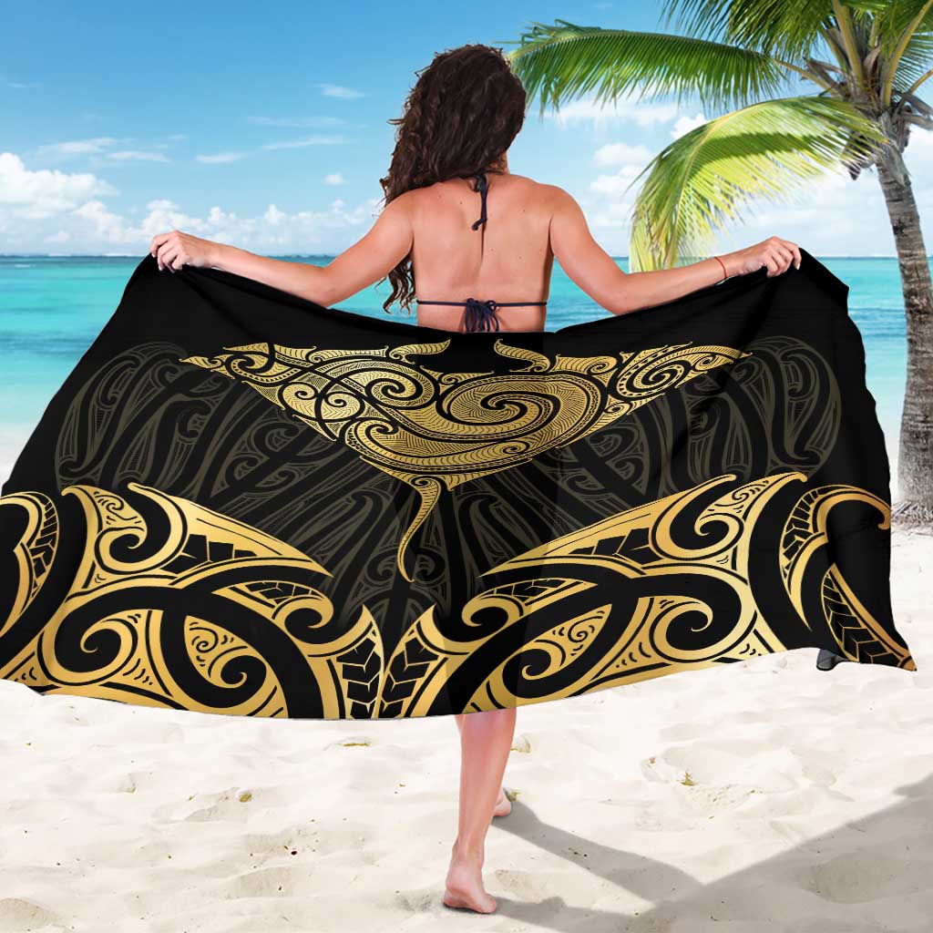 Gold Black New Zealand Manta Ray Sarong Aotearoa Maori Haehae - Aussie Hoodie