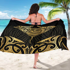 Gold Black New Zealand Manta Ray Sarong Aotearoa Maori Haehae - Aussie Hoodie