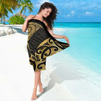 Gold Black New Zealand Manta Ray Sarong Aotearoa Maori Haehae - Aussie Hoodie