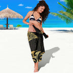 Gold Black New Zealand Manta Ray Sarong Aotearoa Maori Haehae - Aussie Hoodie