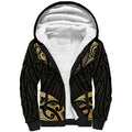Gold Black New Zealand Manta Ray Sherpa Hoodie Aotearoa Maori Haehae - Aussie Hoodie