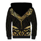 Gold Black New Zealand Manta Ray Sherpa Hoodie Aotearoa Maori Haehae - Aussie Hoodie