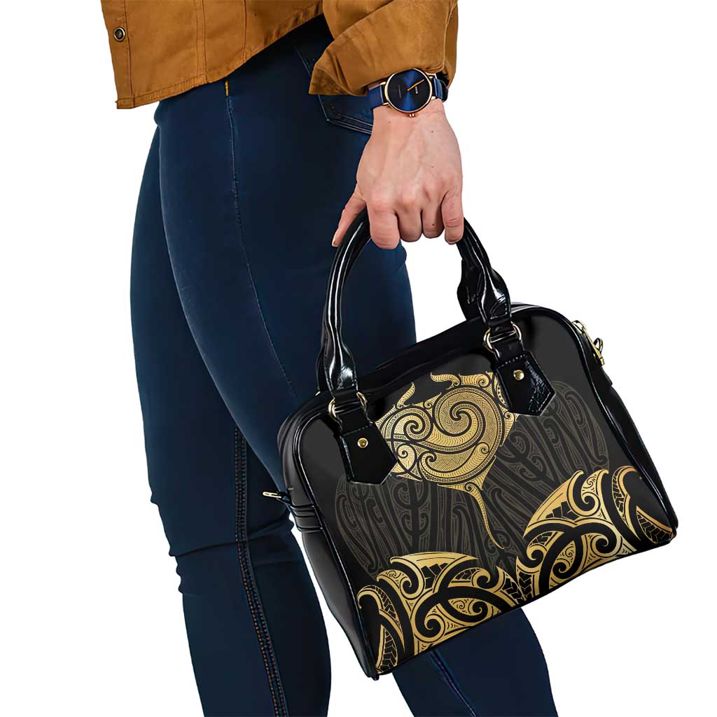 Gold Black New Zealand Manta Ray Shoulder Handbag Aotearoa Maori Haehae - Aussie Hoodie