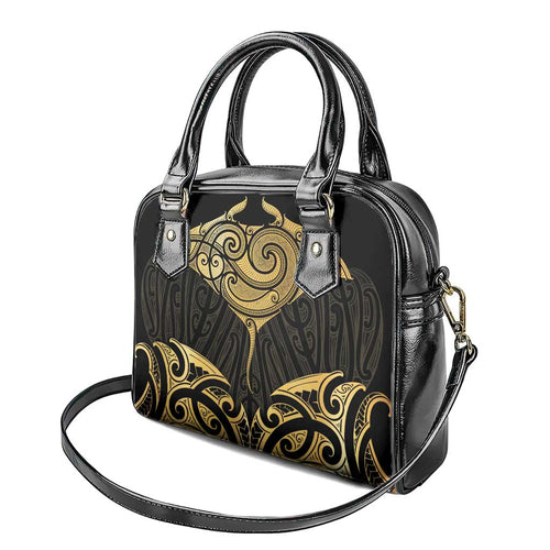 Gold Black New Zealand Manta Ray Shoulder Handbag Aotearoa Maori Haehae - Aussie Hoodie