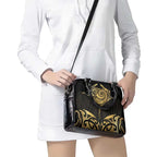 Gold Black New Zealand Manta Ray Shoulder Handbag Aotearoa Maori Haehae - Aussie Hoodie