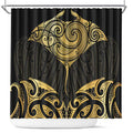 Gold Black New Zealand Manta Ray Shower Curtain Aotearoa Maori Haehae - Aussie Hoodie