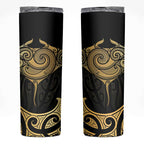 Gold Black New Zealand Manta Ray Skinny Tumbler Aotearoa Maori Haehae - Aussie Hoodie