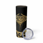 Gold Black New Zealand Manta Ray Skinny Tumbler Aotearoa Maori Haehae - Aussie Hoodie