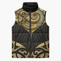 Gold Black New Zealand Manta Ray Sleeveless Puffer Jacket Aotearoa Maori Haehae - Aussie Hoodie