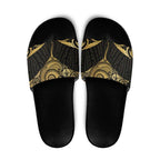 Gold Black New Zealand Manta Ray Slide Sandals Aotearoa Maori Haehae - Aussie Hoodie