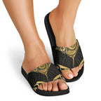 Gold Black New Zealand Manta Ray Slide Sandals Aotearoa Maori Haehae - Aussie Hoodie