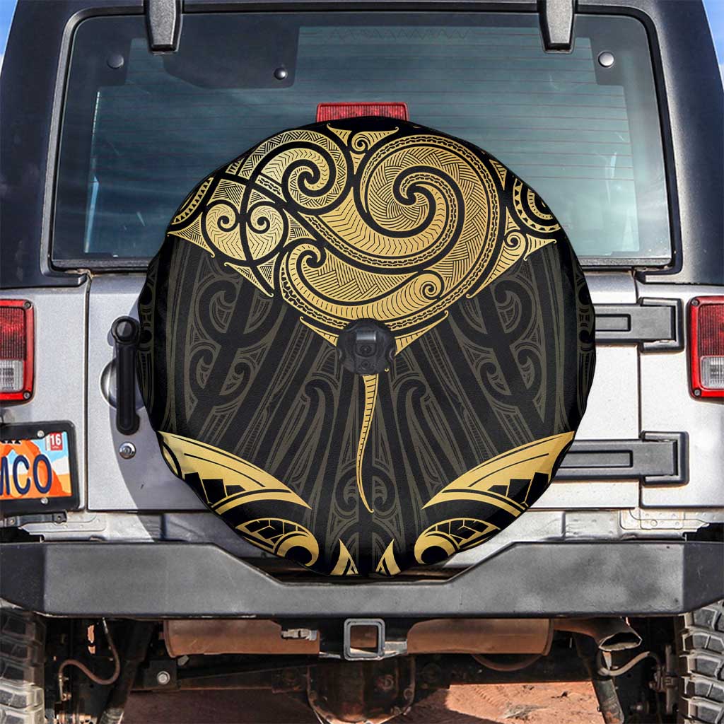 Gold Black New Zealand Manta Ray Spare Tire Cover Aotearoa Maori Haehae - Aussie Hoodie