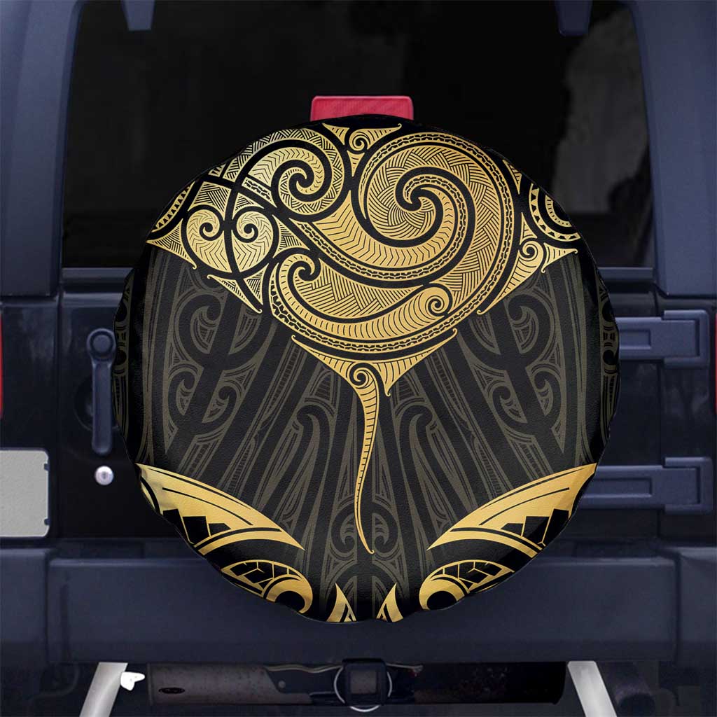 Gold Black New Zealand Manta Ray Spare Tire Cover Aotearoa Maori Haehae - Aussie Hoodie