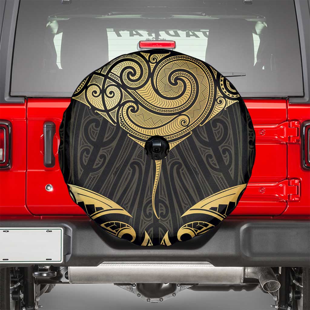 Gold Black New Zealand Manta Ray Spare Tire Cover Aotearoa Maori Haehae - Aussie Hoodie