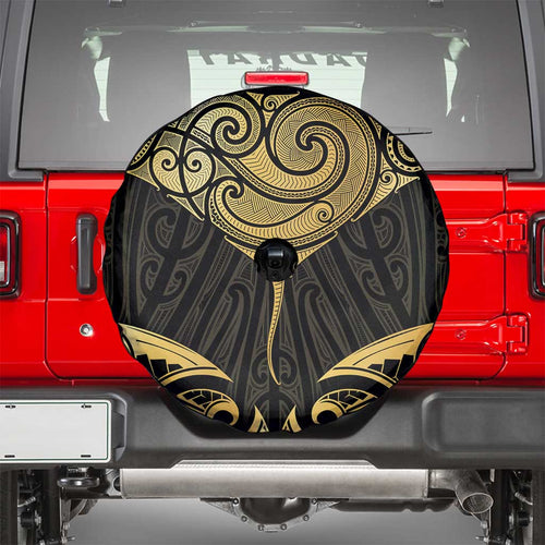 Gold Black New Zealand Manta Ray Spare Tire Cover Aotearoa Maori Haehae - Aussie Hoodie