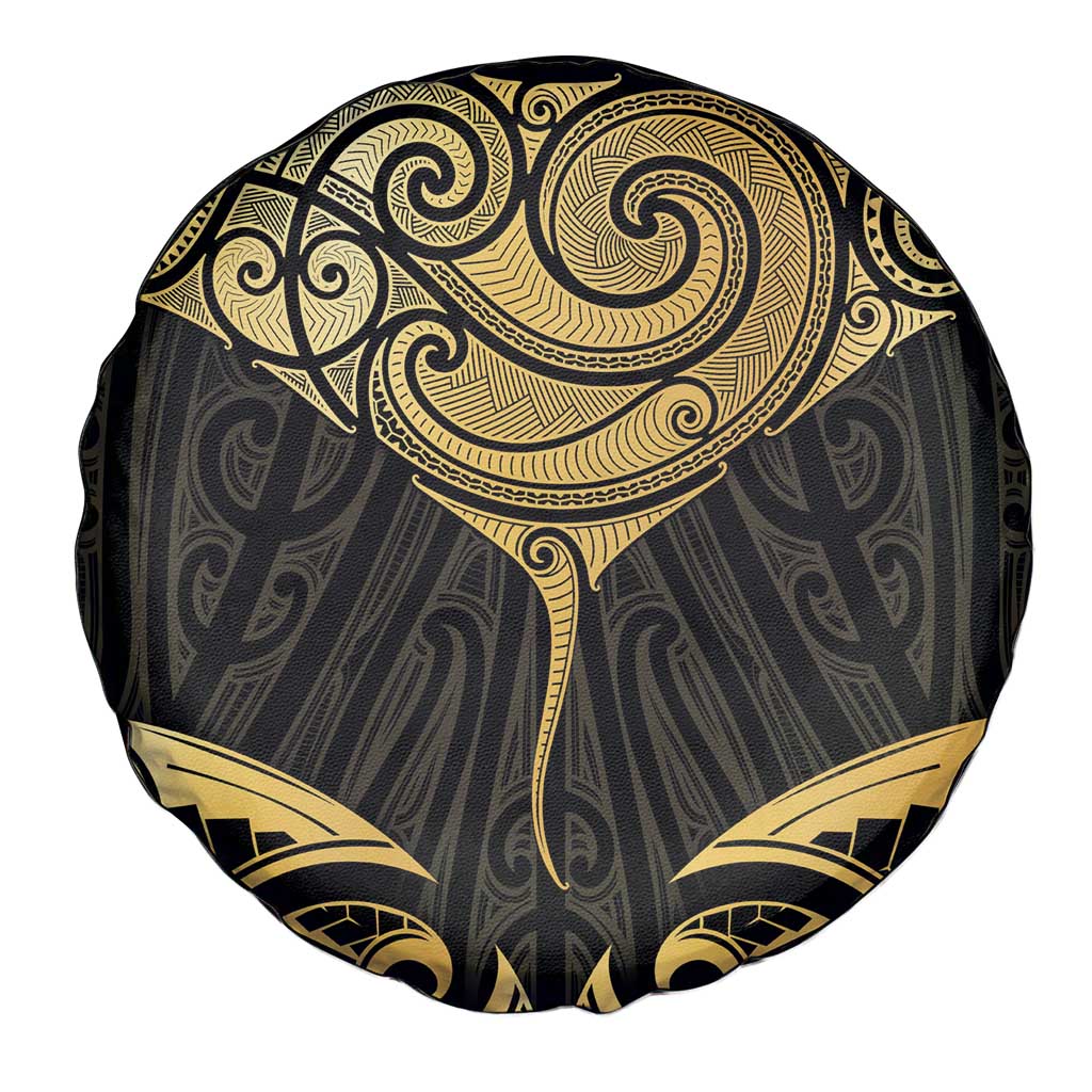 Gold Black New Zealand Manta Ray Spare Tire Cover Aotearoa Maori Haehae - Aussie Hoodie