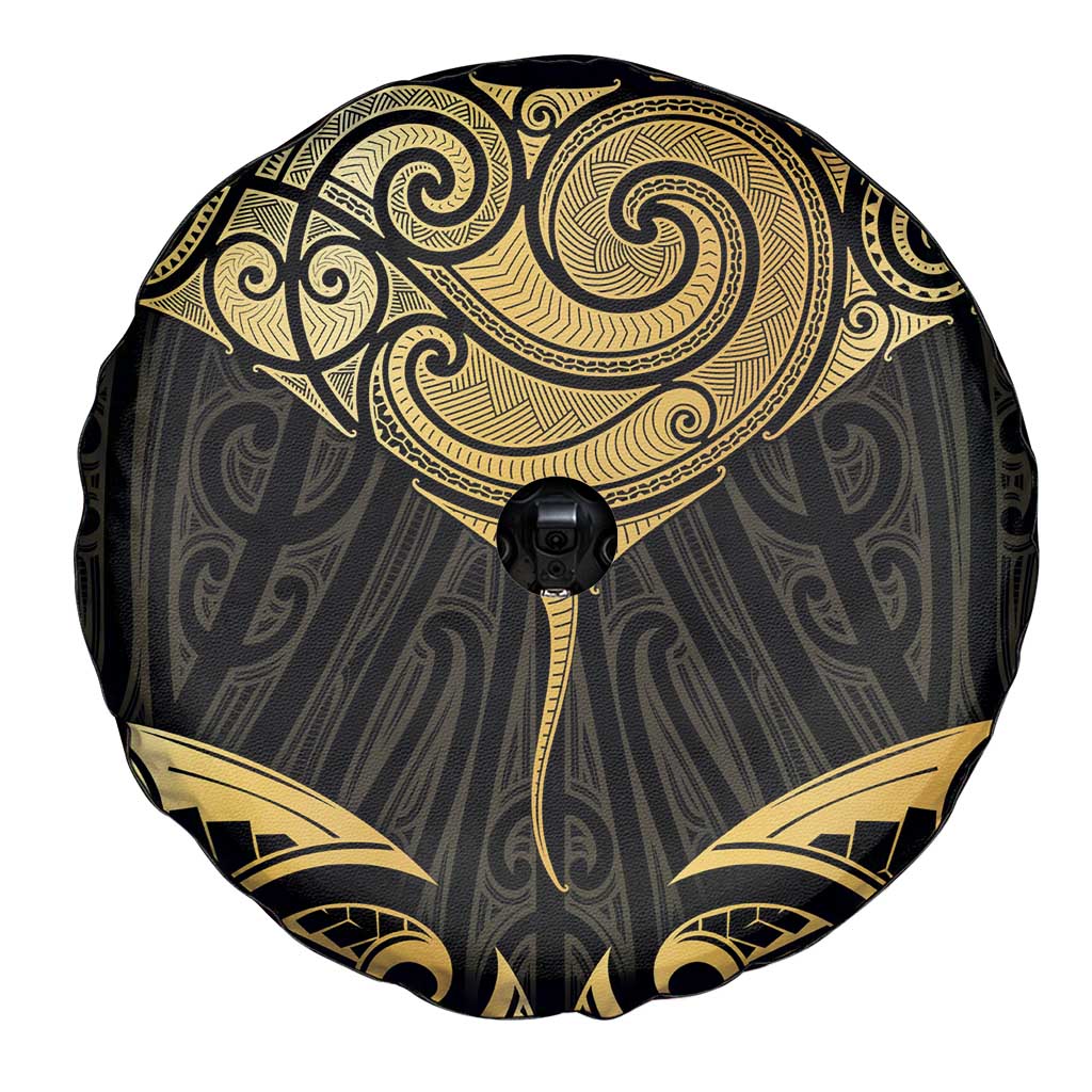 Gold Black New Zealand Manta Ray Spare Tire Cover Aotearoa Maori Haehae - Aussie Hoodie