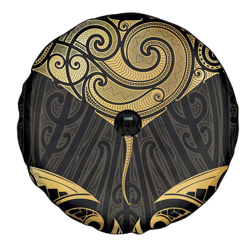 Gold Black New Zealand Manta Ray Spare Tire Cover Aotearoa Maori Haehae - Aussie Hoodie