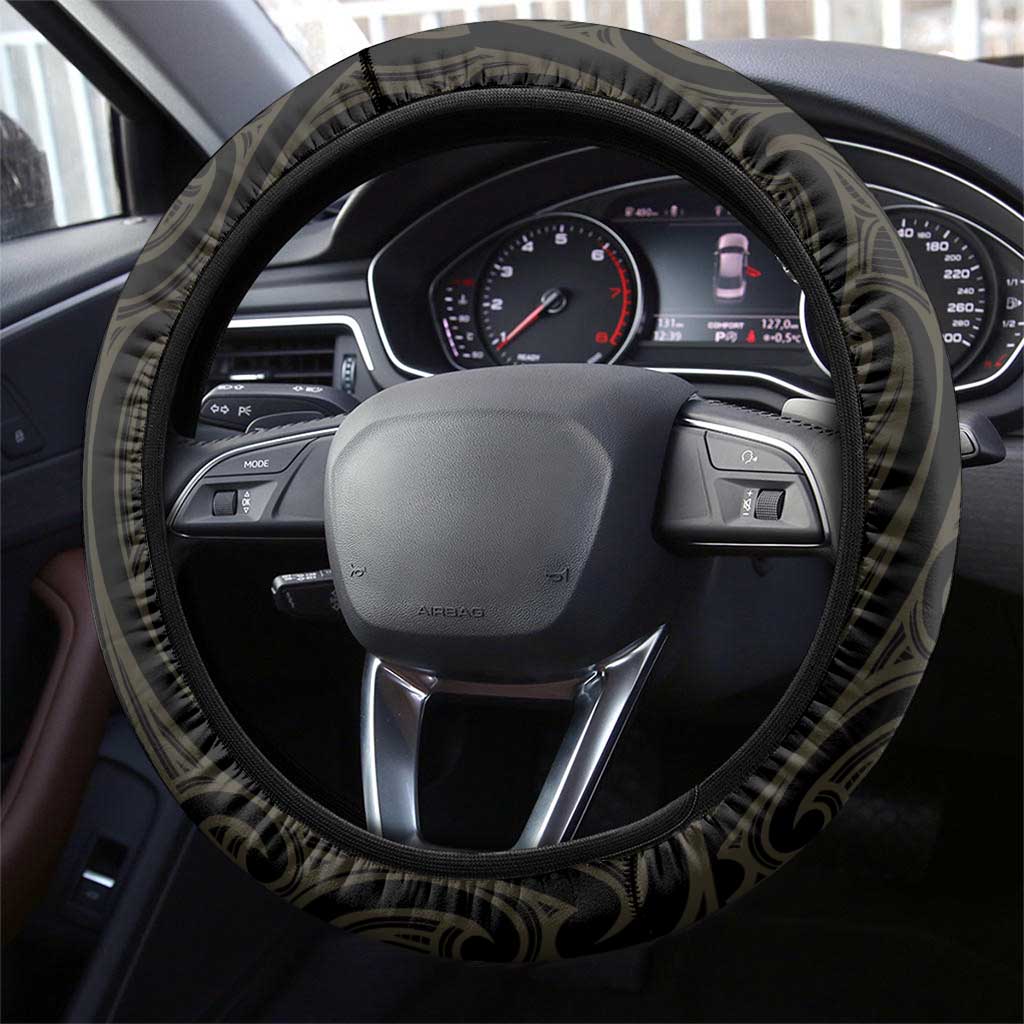 Gold Black New Zealand Manta Ray Steering Wheel Cover Aotearoa Maori Haehae - Aussie Hoodie
