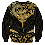 Gold Black New Zealand Manta Ray Sweatshirt Aotearoa Maori Haehae - Aussie Hoodie