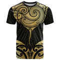 Gold Black New Zealand Manta Ray T Shirt Aotearoa Maori Haehae - Aussie Hoodie