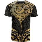 Gold Black New Zealand Manta Ray T Shirt Aotearoa Maori Haehae - Aussie Hoodie