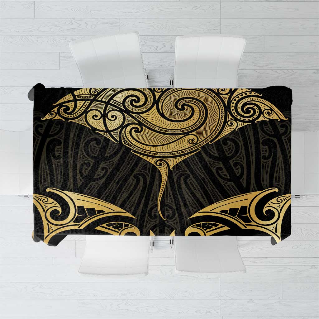 Gold Black New Zealand Manta Ray Tablecloth Aotearoa Maori Haehae - Aussie Hoodie