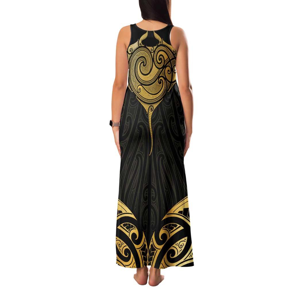 Gold Black New Zealand Manta Ray Tank Maxi Dress Aotearoa Maori Haehae - Aussie Hoodie