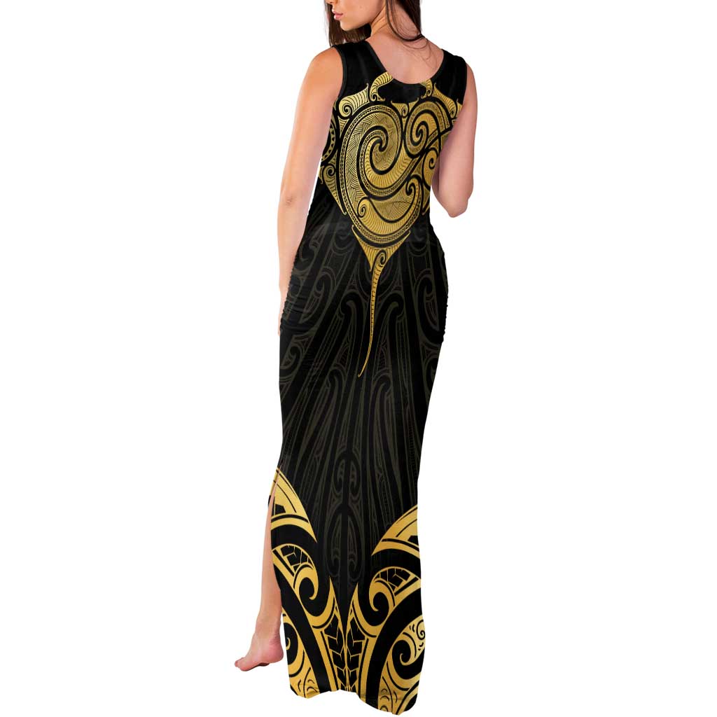 Gold Black New Zealand Manta Ray Tank Maxi Dress Aotearoa Maori Haehae - Aussie Hoodie