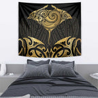 Gold Black New Zealand Manta Ray Tapestry Aotearoa Maori Haehae - Aussie Hoodie