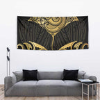 Gold Black New Zealand Manta Ray Tapestry Aotearoa Maori Haehae - Aussie Hoodie