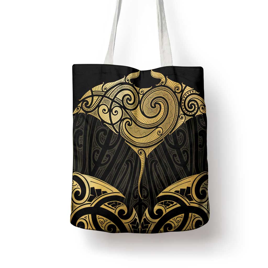 Gold Black New Zealand Manta Ray Tote Bag Aotearoa Maori Haehae - Aussie Hoodie