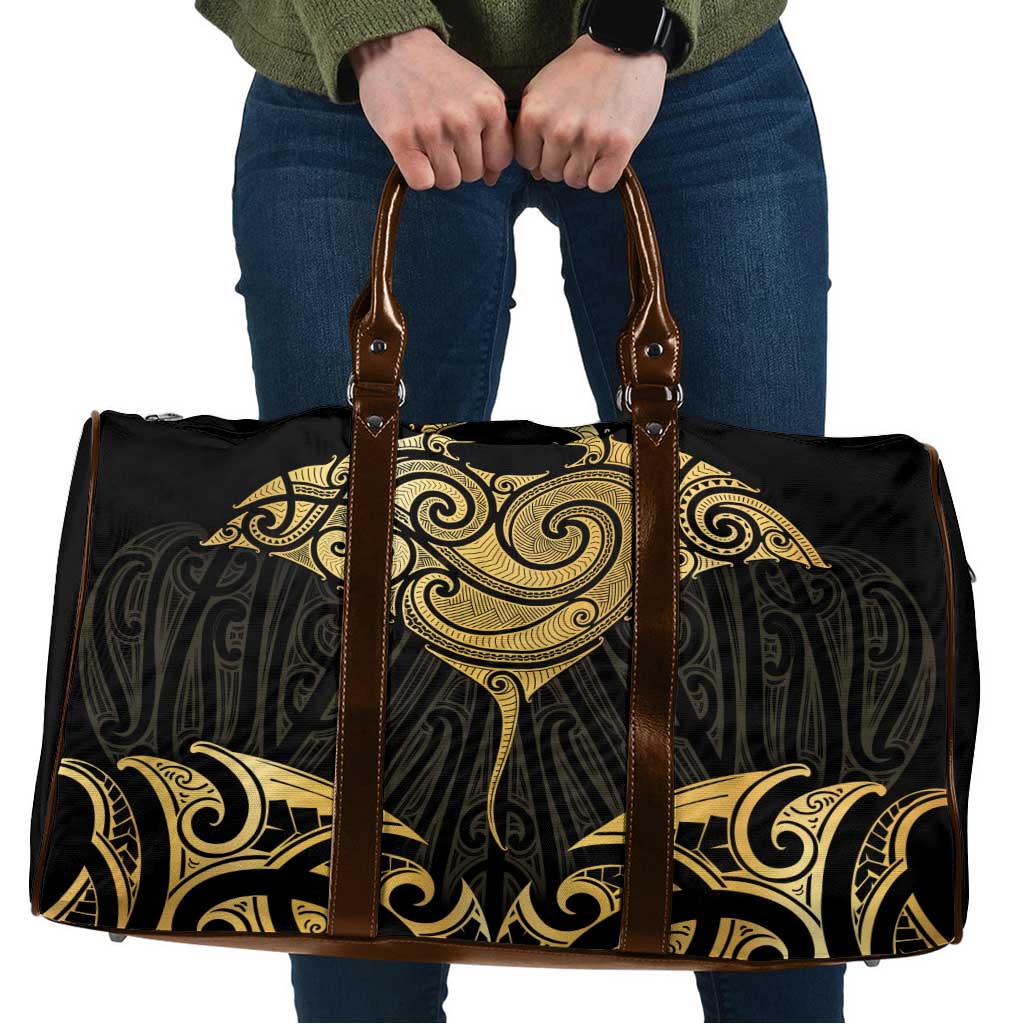 Gold Black New Zealand Manta Ray Travel Bag Aotearoa Maori Haehae - Aussie Hoodie