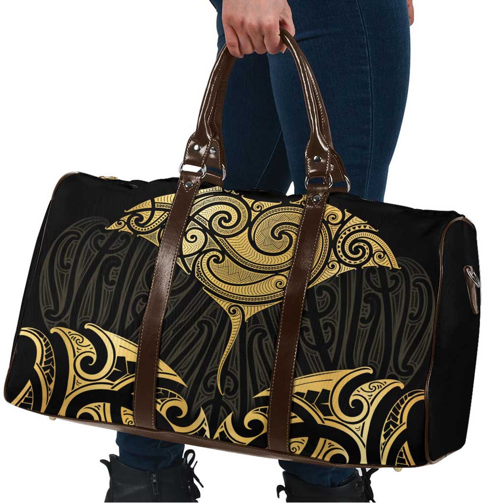 Gold Black New Zealand Manta Ray Travel Bag Aotearoa Maori Haehae - Aussie Hoodie