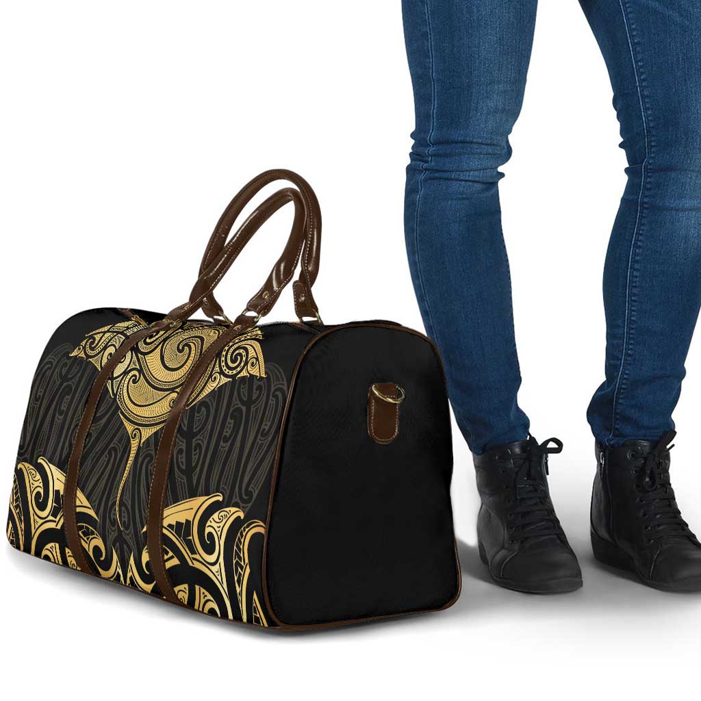 Gold Black New Zealand Manta Ray Travel Bag Aotearoa Maori Haehae - Aussie Hoodie