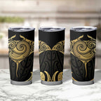 Gold Black New Zealand Manta Ray Tumbler Cup Aotearoa Maori Haehae - Aussie Hoodie